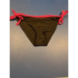 Xhiliration Y2K Black Pink Polka Dot Cherry Metallic Bikini Bottoms